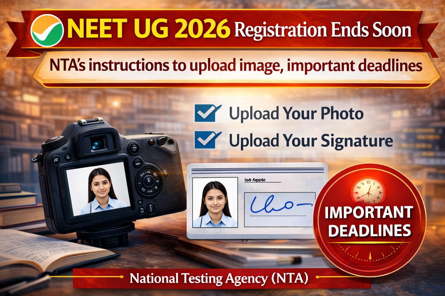 NEET UG 2026 Registration Closes Shortly: NTA’s Guidelines for Image Upload, Key Dates